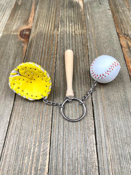 Baseball Bat Glove and ball set keychain. Wooden Baseball bat keychain. Baseball players keychain. Baseball coach keychain. Sports Fan keychain. Baseball lover’s keychain.