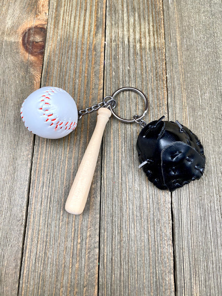 Baseball Bat Glove and ball set keychain. Wooden Baseball bat keychain. Baseball players keychain. Baseball coach keychain. Sports Fan keychain. Baseball lover’s keychain.