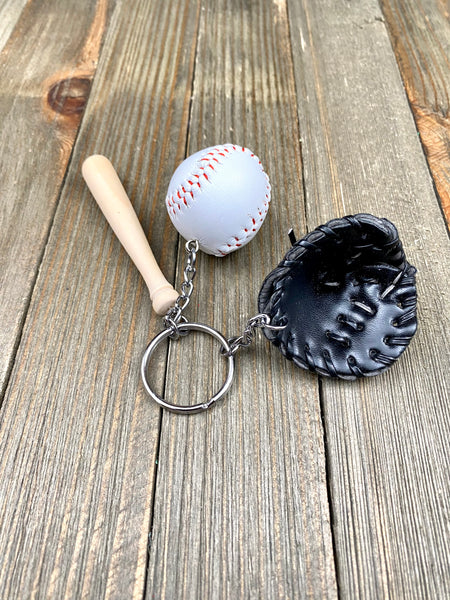 Baseball Bat Glove and ball set keychain. Wooden Baseball bat keychain. Baseball players keychain. Baseball coach keychain. Sports Fan keychain. Baseball lover’s keychain.