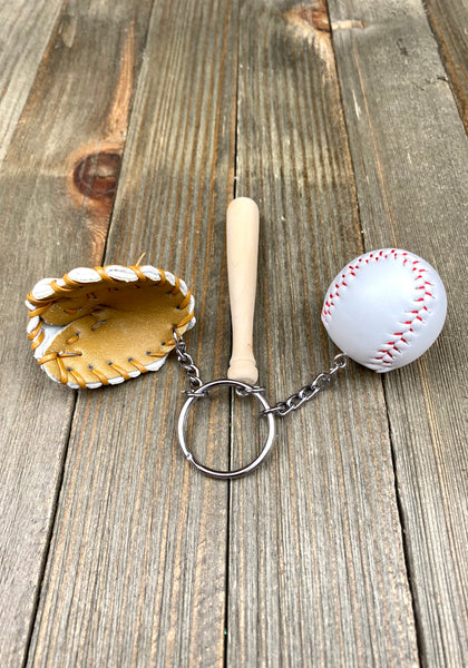 Baseball Bat Glove and ball set keychain. Wooden Baseball bat keychain. Baseball players keychain. Baseball coach keychain. Sports Fan keychain. Baseball lover’s keychain.