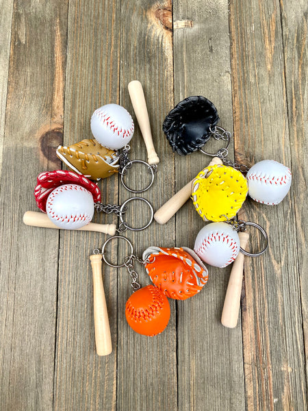 Baseball Bat Glove and ball set keychain. Wooden Baseball bat keychain. Baseball players keychain. Baseball coach keychain. Sports Fan keychain. Baseball lover’s keychain.