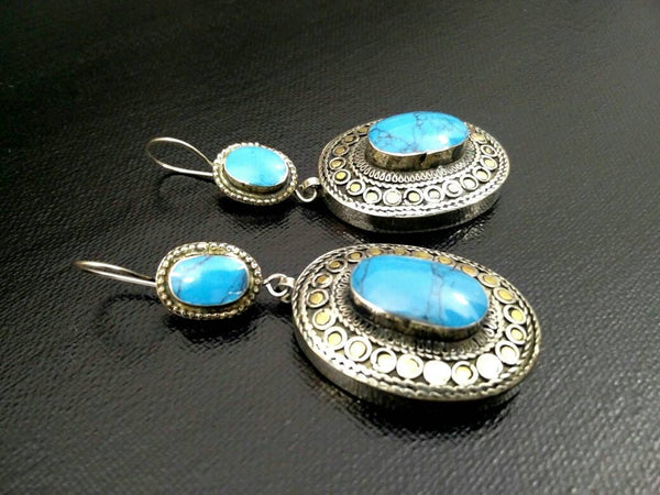 Vintage Handmade Earrings Afghan Kuchi Tribal Jewelry Boho Gypsy Earrings Dangling Hoop Earrings Ethnic Indian Banjara Belly Dance Earrings