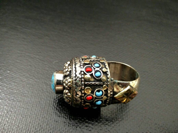 Vintage Style Handmade Ring Afghan Kuchi Tribal Jewelry Antique Design Banjara Boho Gypsy Indian Ethnic Woman Fashion Belly Dancing Jewelry