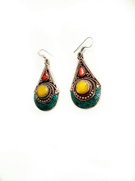Vintage Handmade Earrings Afghan Kuchi Tribal Jewelry Boho Gypsy Belly Dancing Hoop Earrings Antique Nepali Indian Earrings Banjara Earrings