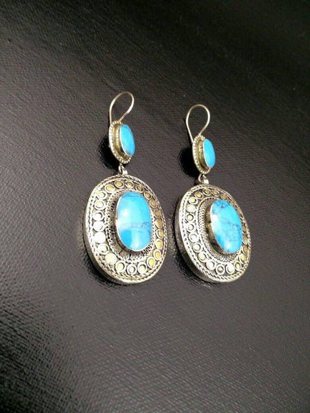 Vintage Handmade Earrings Afghan Kuchi Tribal Jewelry Boho Gypsy Earrings Dangling Hoop Earrings Ethnic Indian Banjara Belly Dance Earrings