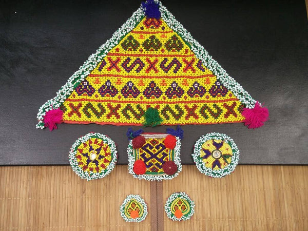 Afghan Kuchi Tribal Handmade Vintage Belly Dancing costume supply Dress Beaded Sew on Patches Ethnic Traditional Bohemian Jewelry Findings.