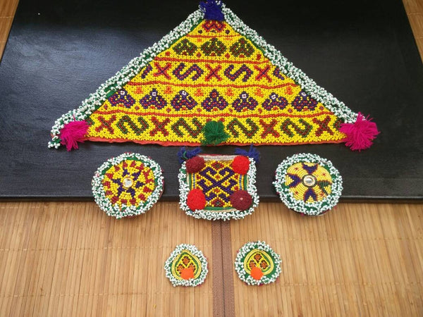 Afghan Kuchi Tribal Handmade Vintage Belly Dancing costume supply Dress Beaded Sew on Patches Ethnic Traditional Bohemian Jewelry Findings.