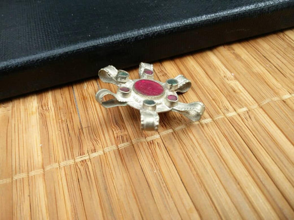 Vintage Turkoman Button/ Connector DIY Findings Belly Dancing Costume Supply Boho Dress Designing Tribal Kuchi Afghan Handmade Rare Jewelry.