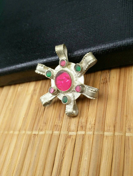 Vintage Turkoman Button/ Connector DIY Findings Belly Dancing Costume Supply Boho Dress Designing Tribal Kuchi Afghan Handmade Rare Jewelry.