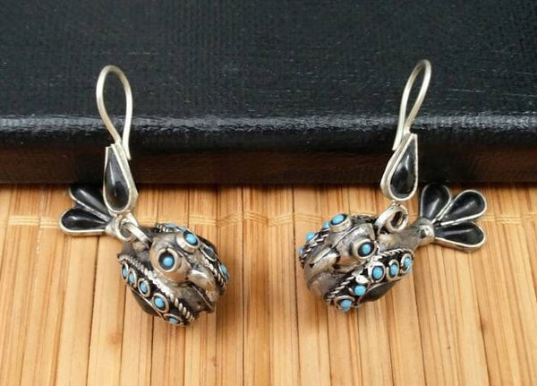 Vintage Handmade Bird Earrings Afghan Kuchi Woman Belly Dancing Bird Lovers Jewelry Banjara Tribal Boho Gypsy Indian Bird Lovers Earrings.