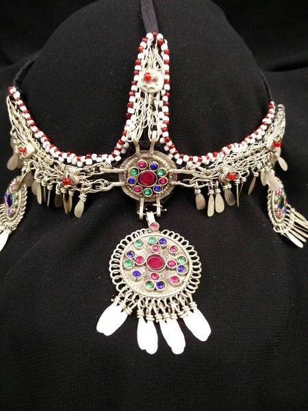 Vintage Afghan Kuchi Tribal Headdress Handmade Banjara Belly Dancing Headdress Boho Gypsy Indian Ethnic Headdress jewelry Hippie Headdress.