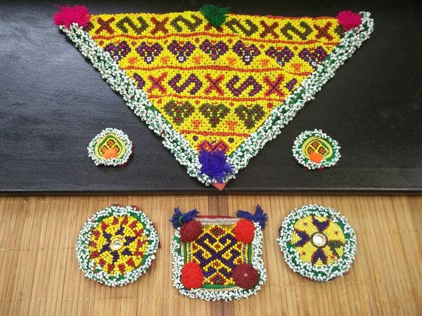 Afghan Kuchi Tribal Handmade Vintage Belly Dancing costume supply Dress Beaded Sew on Patches Ethnic Traditional Bohemian Jewelry Findings.