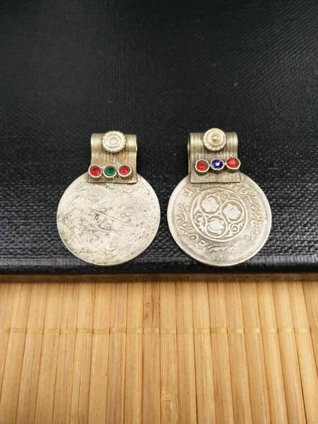 Pair Of Vintage Coin Pendants DIY Costume Designing Jewelry Supply Vintage Coin Pendants Charms Banjara Kuchi Tribal Pendants Coins Findings