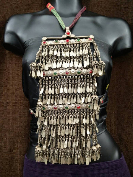Very Huge Rare Afghan Tribal Traditional Long Pendant Necklace Vintage Handmade Kuchi Ethnic Boho Gypsy Indian Banjara Belly Dancing Jewelry