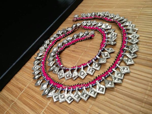 83 Charms Rare Trim With Silver Vintage Leaf Shape Charms DIY Chain Belly Dance Costume Banjara Dress Jewelry Supply Ethnic Kuchi Findings.