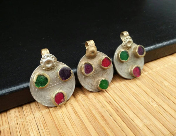 Set Of 3 Vintage Coin Pendants DIY Costume Designing Jewelry Supply Coins Pendants Charms Banjara Dress Afghan Kuchi Tribal Jewelry Findings