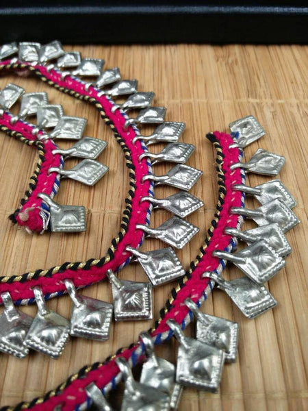 89 Charms Rare Trim With Silver Vintage Leaf Shape Charms DIY Chain Belly Dance Costume Banjara Dress Jewelry Supply Ethnic Kuchi Findings.