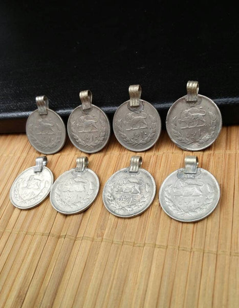 8 XX Large Especially Selected Rare Almost Same Vintage Coin Pendants DIY Boho Antique Banjara Costume Supply Kuchi Tribal Jewelry Findings