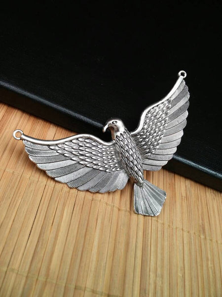 Huge Eagle Pendant Silver Color Big Wings Flying Eagle Bird Gothic Punk Unique Yoga Mala Party Statement Necklace Bohemian Jewelry Findings.