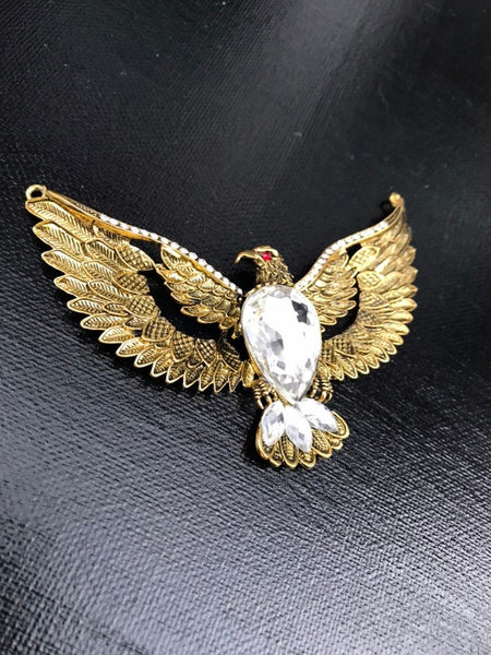Huge Eagle Pendant Antique Gold Color Big Wings Flying Eagle Bird Gothic Punk Yoga Mala Party Statement Necklace Bohemian Jewelry Findings.