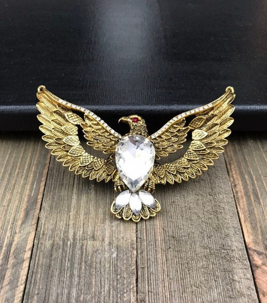 Huge Eagle Pendant Antique Gold Color Big Wings Flying Eagle Bird Gothic Punk Yoga Mala Party Statement Necklace Bohemian Jewelry Findings.
