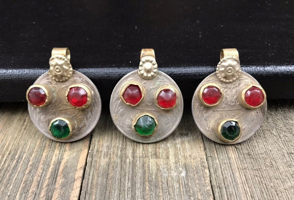 Set Of 3 Vintage Coins Pendants Belly Dancing Costume Supply Banjara Dress Designing Afghan Kuchi Tribal DIY Bohemian Jewelry Findings Gift.