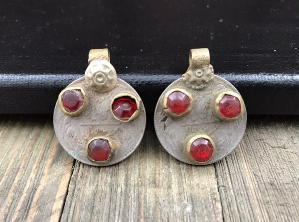 Pair Of Vintage Coins Pendants Belly Dancing Costume Supply Banjara Dress Designing Afghan Kuchi Tribal DIY Bohemian Jewelry Findings Parts.