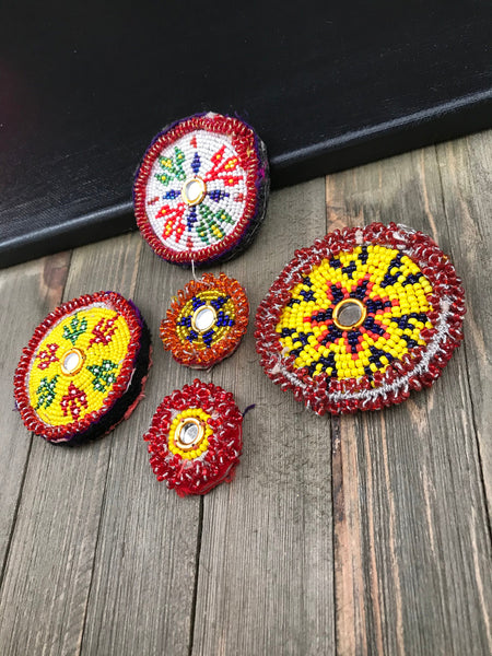 5 Dress Patches Belly Dancing Costume Supply DIY Afghan Kuchi Tribal Handmade Vintage Antique Banjara Bohemian Clothing Sewing Findings