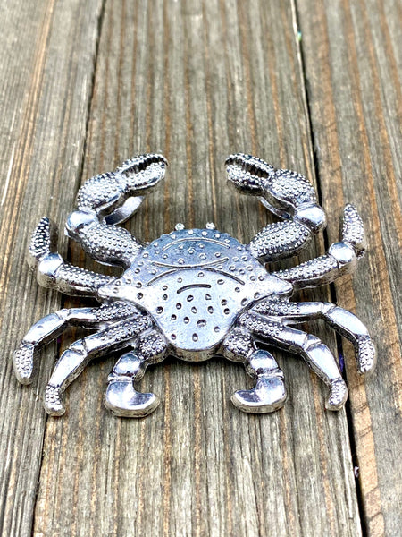 Large Silver Carved Crab Pendant Antique Design Vintage Style Hammered Yoga Mala Long Sweater Necklace DIY Bohemian Jewelry Findings Gift.
