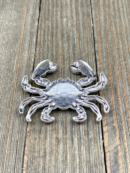 Large Silver Carved Crab Pendant Antique Design Vintage Style Hammered Yoga Mala Long Sweater Necklace DIY Bohemian Jewelry Findings Gift.
