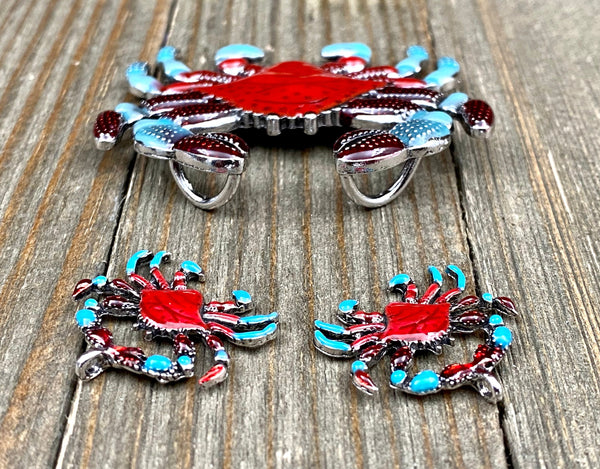 Red Crab Charms Blue Enamel diy Silver Crab Pendants Crab Lover's Seafood Lover's Beach Lover's Earrings Bracelets Anklet Yoga Mala Necklace