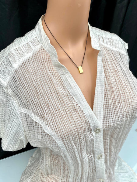 18 karat Gold plated Bar shape pendant Black plated dainty chain Non Tarnish No Fade Water proof Stainless steel minimalist necklace Jewelry